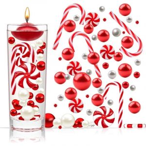 Remplisseur De Vase De Noël - 6054 Pièces Perles Flottantes Rouges Et Blanches pour Vases - Perles d'eau pour Décoration De Noël