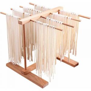 S&eacute;choir &agrave; Pates 8 Rang&eacute;e Pliable Beechwood Main S&egrave;che Spaghetti Frais S&eacute;choirs Multifonctionnel Support de Rangement de Cuisine pour Nouilles Tasses