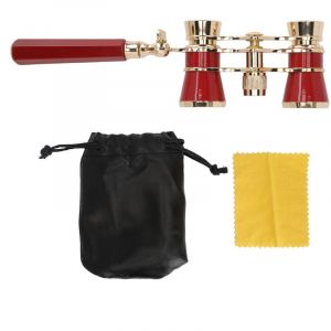 Jumelles de th&eacute;&acirc;tre portables 3x25 en m&eacute;tal avec poign&eacute;e, id&eacute;ales pour assister &agrave; des pi&egrave;ces de th&eacute;&acirc;tre et des spectacles artistiques (rouge).