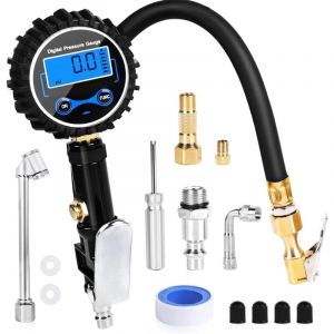 Gonfleur de pneu manomètre manomètre gonfleur de pression d'air gonfleur de pneu à air comprimé gonfleur de pneu numérique 200 psi manomètre calibré