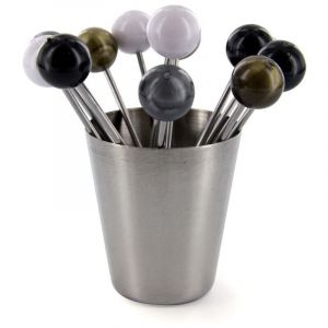 Set de 12 piques &agrave; bigorneaux inox avec support circulaire