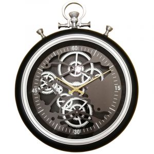 M&s - Horloge chronomètre ronde 50 cm en métal noir et argenté
