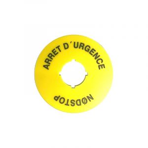 Étiquette pour arrêt d&039urgence fond jaune