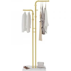 Porte Manteau sur Pieds d&rsquo;entr&eacute;e: Portant V&ecirc;tement en M&eacute;tal Design Portemanteaux en Pierre Fritt&eacute; Blanc pour Chambre Vestiaire - 60x30x170cm