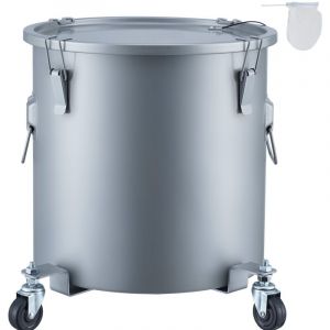 Mophorn - Seau à graisse pour friteuse de 10 gal, bac d'élimination d'huile avec base à roulettes, acier au carbone, revêtement antirouille,