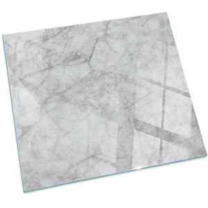 Plaque de protection de sol en verre tremp&eacute; pour chemin&eacute;e ou po&ecirc;le &agrave; bois pare-feu contre les &eacute;tincelles Motif structure marbr&eacute;e Carr&eacute;e 50x50 cm