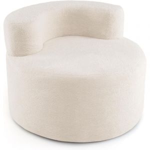 COSTWAY Canap&eacute; Compress&eacute; Rond, Canap&eacute; Simple Confortable avec Rembourrage en &Eacute;ponge et Rev&ecirc;tement en Peluche, Dossier Incurv&eacute;, Pouf Poire pour
