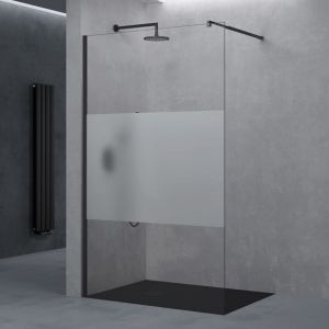 Paroi de Douche &agrave; L'italienne Transparent avec Bande Opaque 70cm Pare-Douche Verre de S&eacute;curit&eacute; 10mm Bremen2MS 70x200cm Montage R&eacute;versible Profil&eacute;