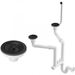 Siphon D'Évier Double Cuve Murale Noire Siphon D'Évier Manuel G