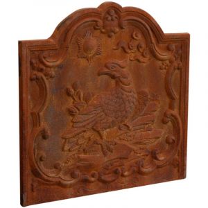 Plaque en fonte Fronton avec emblème pour cheminée Panneau de cheminée Pare-étincelles Grille de protection Sauve sols et murs