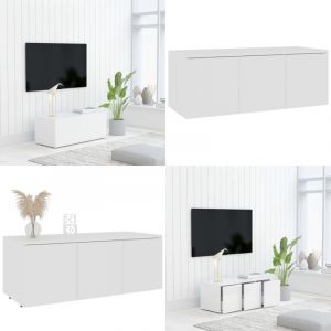 Vidaxl - Meuble tv Blanc 80x34x30 cm Bois d'ing&eacute;nierie - Meuble Tv - Meuble T&eacute;l&eacute;viseur - Rangement Tv - Console Tv - Meubles Salon - Home & Living
