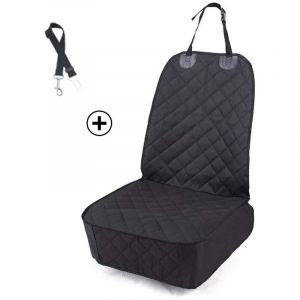 Housse de si&egrave;ge pour chien , protection rembourr&eacute;e noire pour si&egrave;ge avant de voiture
