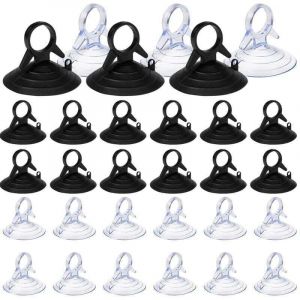 60 Pi&egrave;ces Ventouse pare Soleil, 45mm Ventouse Sans Crochets Ventouse, PVC Ventouses Mini Ventouse Transparente et Noire Ventouse, Ventouse pour Vitre