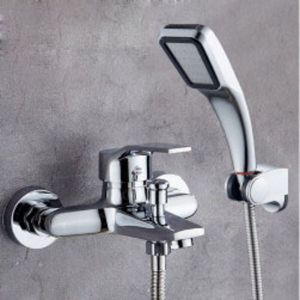 Robinetterie de baignoire avec douchette, Robinet de baignoire cascade,1 tuyau,pour Baignoire Salle de Bain argent