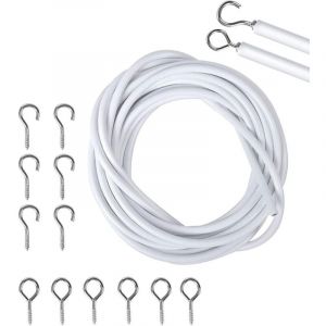 5M Crochet Rideau, Rideau Caravane, Cordon de Rideau Blanc, Kits de Cordon de Rideau, Tringle &agrave; Rideau de Douche