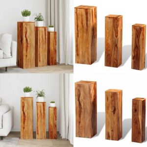 Vidaxl - Support de plantes 3 pcs bois massif marron - Supports De Plantes - Jardinerie - Décoration Intérieure - Meubles En Bois - Bois Massif