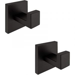 Patère de salle de bain,Noire Crochet Porte-Serviettes Lot de 2 à Fixation Murale SUS304 en Acier Inoxydable Unique Robe de Vêtements Holder