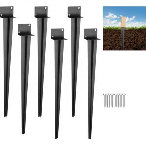 TolleTour Support de poteau 50 cm 6X douille &agrave; enfoncer ancrage au sol manchon de sol
