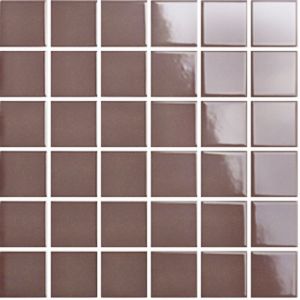 Mosa&iuml;que de gr&egrave;s c&eacute;rame PICCOLO VELVET 5x5cm (finition brillante) - Mahogany brown - bo&icirc;te de m2