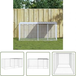 The Living Store - Poulailler avec toit gris clair 203x98x90 cm acier galvanisé - Poulailler - Coop Pour Poules - Abri Pour Oiseaux - Maison Pour