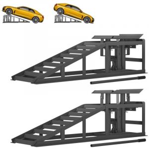 Rampe de chargement-2 rampes r&eacute;glables-rampe pour cric-plateforme de levage gris-114 x 33 x 39.7-29 (cm)