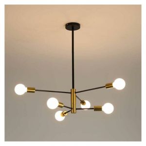 Comely - Plafonnier Moderne, Angle Orientable 180&deg; 6-Lumi&egrave;res E27 Lustre Industriel, Lampe de Plafond Vintage en M&eacute;tal Noir Lampe Suspension R&eacute;tro