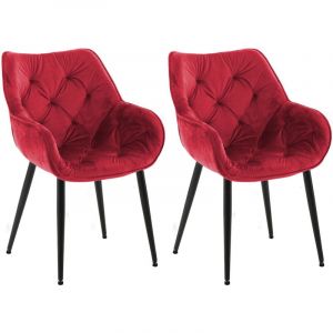 CLP - Lot de 2 chaises Tanna velours Rouge