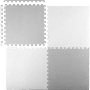 Grand tapis en mousse, puzzle Ricokids 60x60cm 4 pièces blanc et gris