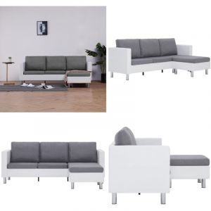 Canapé à 3 places avec coussins blanc similicuir - Canapé Trois Places - Canapé Moderne - Canapé Design - Canapé Tissu - Canapé Simili Cuir - Home &