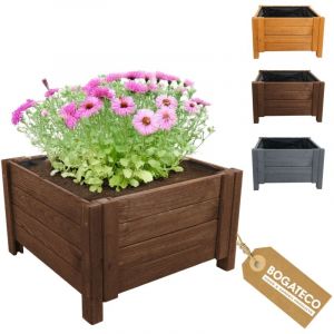 Jardini&egrave;re Haute Bois Bogateco 60x60x30 cm G&eacute;otextile Brun Fonc&eacute;