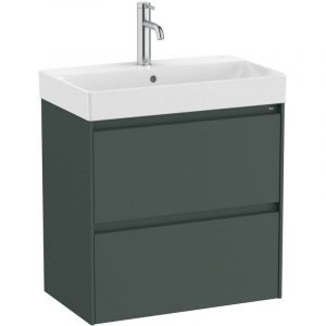 Roca - Pack Unik meuble bas compact avec 2 tiroirs + lavabo ona Couleur : Vert mat - Dimensions : 600x360x645 mm