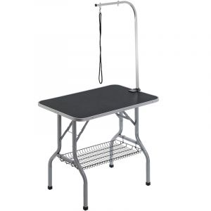 Vevor Table de Toilettage pour Chien Animaux de Compagnie Pliable 914,4x609,6mm Charge de 149,7kg avec 1 Potence 2 Cordes deAttache Panier de