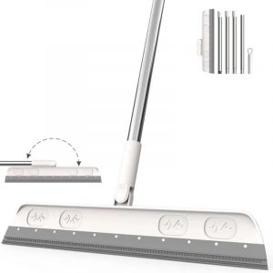Treetalk - Raclette de sol, 120 cm, raclette de douche, manche long, raclette de fenêtre avec manche, raclette à eau (gris)