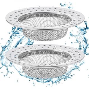 Filtre d'&eacute;vier, grille d'&eacute;vier de cuisine 2 pi&egrave;ces, bouchon d'&eacute;vier de cuisine en acier inoxydable, diam&egrave;tre ext&eacute;rieur 7,8 cm, anti-obstruction,