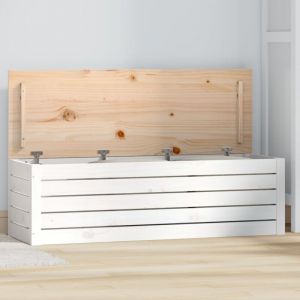 Banc Coffre de rangement - Banquette Pouf Blanc 109x36,5x33 cm Bois massif de pin BV382273 - Blanc
