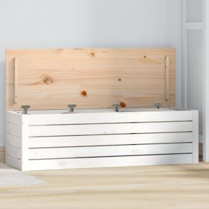 Design In - Banc Coffre de rangement - Banquette Pouf Blanc 109x36,5x33 cm Bois massif de pin BV382273