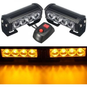 Lumi&egrave;res Stroboscopiques, 2PCS 8 LEDs d'urgence Stroboscopique Feux de D&eacute;tresse Feux de Secours Clignotant Feux D'avertissement 12V Universel pour