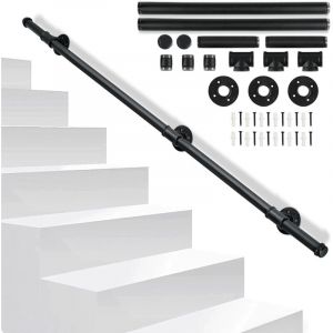 Wolketon Rampe Escalier Main Courante Rampe d'escalier Antid&eacute;rapante M&eacute;tal Acier Galvanis&eacute; Fonte pour Int&eacute;rieur Ext&eacute;rieur 150cm
