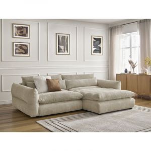 BOBOCHIC - Canapé d'angle fixe NEIL tissu texturé Angle droit Beige