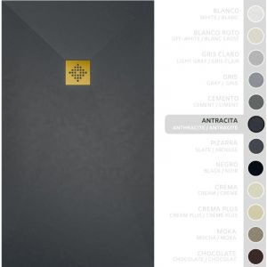 SOULBATH Receveur de Douche -R&eacute;sine -Gel Coat -Texture Lisse/Pierre -Antid&eacute;rapant -Couleur Anthracite - 60X60- Extra plat 3cm. Bonde de Vidage