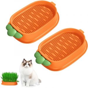2 pi&egrave;ces Bo&icirc;te &agrave; herbe &agrave; chat hydroponique avec 10 sacs de semences, plastique confortable pour chat, bac &agrave; germes d'herbe &agrave; chat pour