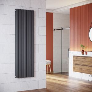 SONNI Radiateur eau chaude en acier Conception murale Vertical Radiateur chauffage central 1800x542mm Panneau Double Anthracite (1618W)