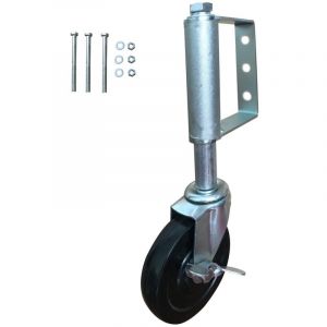Roulette de portail &agrave; ressort 10,2 cm avec frein, roulettes de portail robustes avec patin de montage universel, capacit&eacute; de charge de 113 kg, 10,2