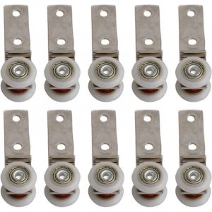 Forehill - 6,5 x 1,9 cm Coude de conduit en m&eacute;tal Roulement Bloc de poulie avec deux Plastique de roue pour porte coulissante fen&ecirc;tre Cabinet