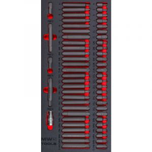Mw Tools - Jeu d'embouts automobile Ribe- Spline- hex- torx 59 pièces module en mousse pour servante d'atelier MWBIT59