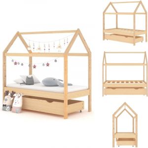Cadre de lit d'enfant avec tiroir Bois de pin massif 70x140 cm - Lit Bébé - Lit Enfant - Lit Design - Lit Cabane - Meuble Enfant
