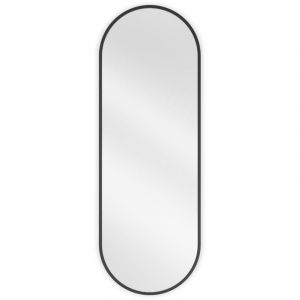 Mexen - Miroir de salle de bain ovale Loft 100 x 35 cm, cadre noir - 9851-100-035-000-70