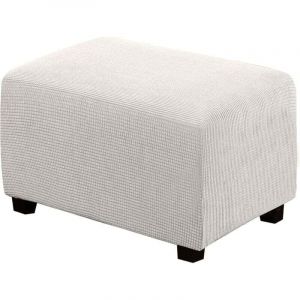 Housse de Pouf carrée Extensible en Peluche, Housses de Repose-Pieds en Jacquard Doux pour protéger Le Repose-Pieds, Housse de Pouf avec Fond