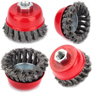 Brosse Metallique pour Meuleuse, Brosse M&eacute;tallique Nettoyage, 4pcs Brosse &agrave; Fils M&eacute;talliques M14 Torsad&eacute;s 75mm / 100mm pour Meuleuse d&rsquo;angle Brosse