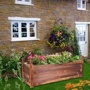 Unho - Potager Végétable - Bac Potager en Bois Massif - 87x21x10.5cm - Jardinière Extérieur pour Balcon Terrasse Jardin